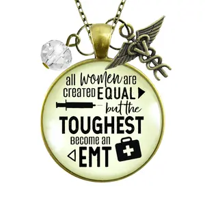 EMT Necklace Women Created Equal But EMTS Medical Gift Graduate Charm Jewelry