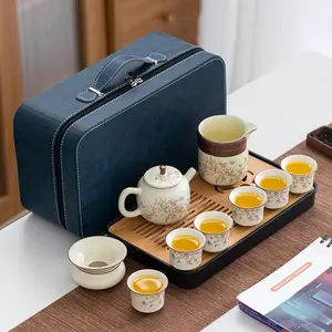 Portable Travel Teacup Set, 1 Set Kung Fu Tea Cups with Teapot, Teacup Filter and Storage Bag, Suitable for Home Office, Travel and Outdoor, Gift for Tea Lovers
