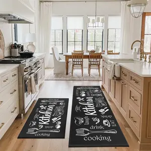 Kitchen Mat Set Inspired by Kitchen Elements, Kitchen Theme, Soft Comfortable Rug for Christmas Festival Use, Festive Touch, Perfect for Sink Area or Kitchen Floor Placement