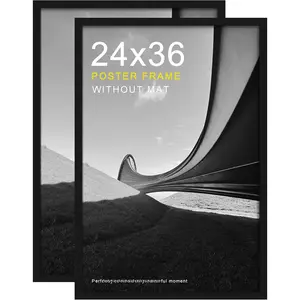 24x36 Poster Frame, Black Poster Frames 24 x 36 inches for Posters and Art Prints, Horizontal or Vertical Wall Mounting, 2 Pack.