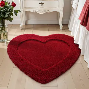 LUMI Valentine's Day Heart-Shaped Bathroom Rugs, Soft, Fluffy, Plush, Absorbent, Quick Dry, Non Slip, Machine Washable for Shower Floor, Bathroom, Bedroom,Kids Room,