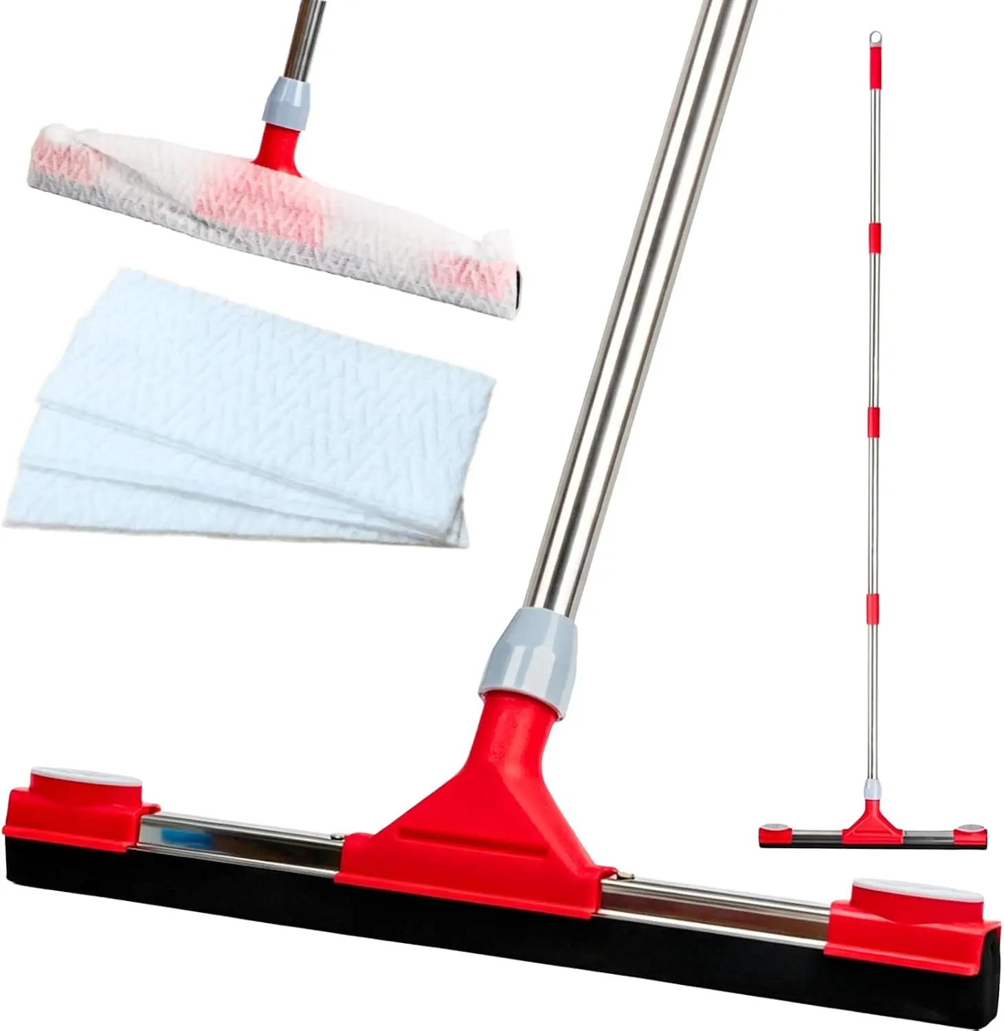 Heavy Duty Floor Squeegee for Garage, Pool & Tile Floors – 17.3" EVA Foam Blade with 62" Extendable Handle