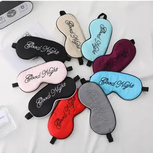 Embroidered Silk Sleep Mask Silk Eye Mask Soft Blackout Blindfold With Adjustable Strap Sleeping Eye Cover Mask For Travel