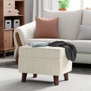 Foot Rest with Adjustable Cover, 18" Storage Ottoman Dorm, Footstool and Sitting Stool, Ottoman Foot Stools for Living Room, Bedroom, Dorm