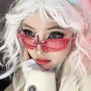 New Fashion Korean Y2K Sunglasses for Women Men Square Frameless Sun UV Protection Outdoor Sports Outfits Glasses Decoration