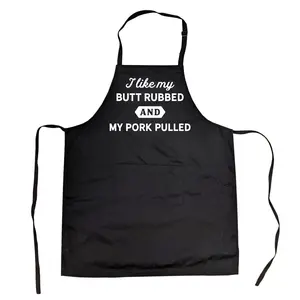 Cookout Apron I Like My Butt Rubbed and My Pork Pulled Funny Grilling chef bbq Funny Aprons Adjustable Household Items Graphic Print Funny Food Cover Grilling Apparel for Men Black
