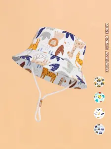 Children's Printed Bucket Hat with Adjustable Chin Strap – Breathable Sunscreen Hat for Kids