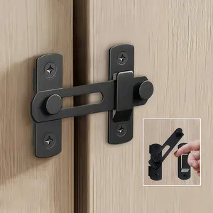Stainless Steel 180° Flip Sliding Door Lock – Heavy Duty Gate Latch for Garage Bathroom Outdoor, Anti-Theft Security Lock Easy Install