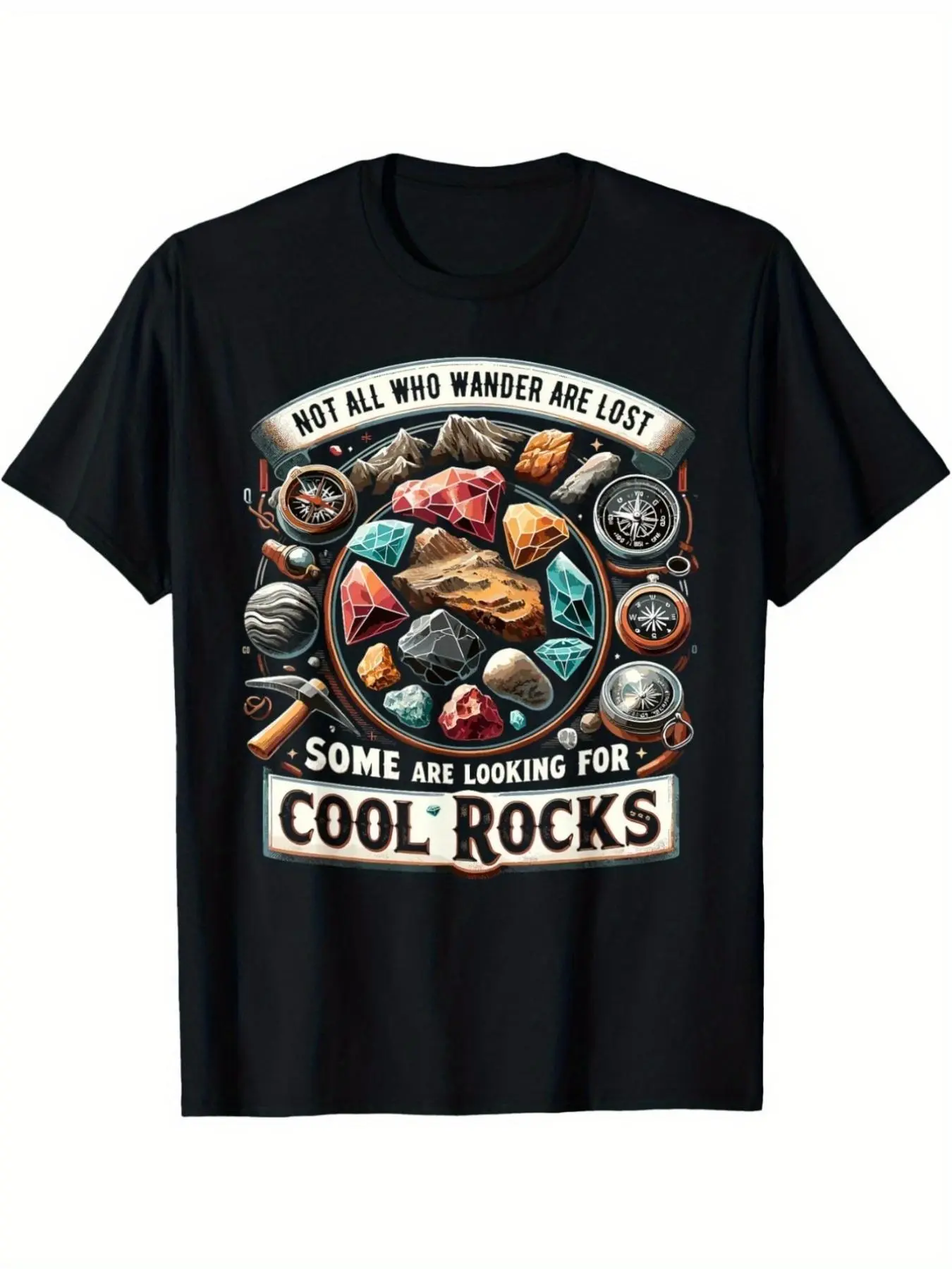 1pc Men's & Women's Geology Collector T-Shirt -  Cotton 180gsm Heavyweight, Vintage Mining Graphic with Mineral & Fossil Design, Cool Rocks Slogan, Machine Washable Casual Casual Attire for Collectors & Geologists (Unisex Fit) - Ideal for Activities &