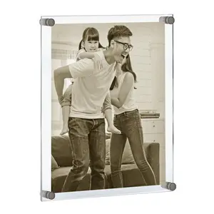 Azar Displays Floating Acrylic Wall Frame with Silver Stand Off Caps: 22" x 28" Graphic Size, Overall Frame Size: 26" x 32", Clear