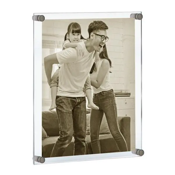 Azar Displays Floating Acrylic Wall Frame with Silver Stand Off Caps: 22" x 28" Graphic Size, Overall Frame Size: 26" x 32", Clear