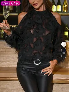 Women's Fitted Plain Woven Shirt Blouse, Casual Style, Moderate Fabric Thickness, Spring & Fall Wear, Ladies Fashion Top