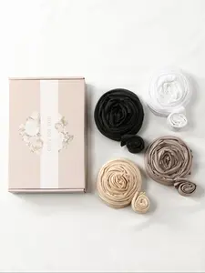8pc Fashion Gift Box Set, 4pc Elegant Hijab & 4pc Tube Hat Sleep Cap, Soft Breathable Fabric, Suitable for All Seasons, Perfect Gift