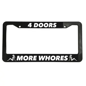 4 DOORS MORE WHORES JDM FunnY Euro Lowered Racing Black License Plate Frame