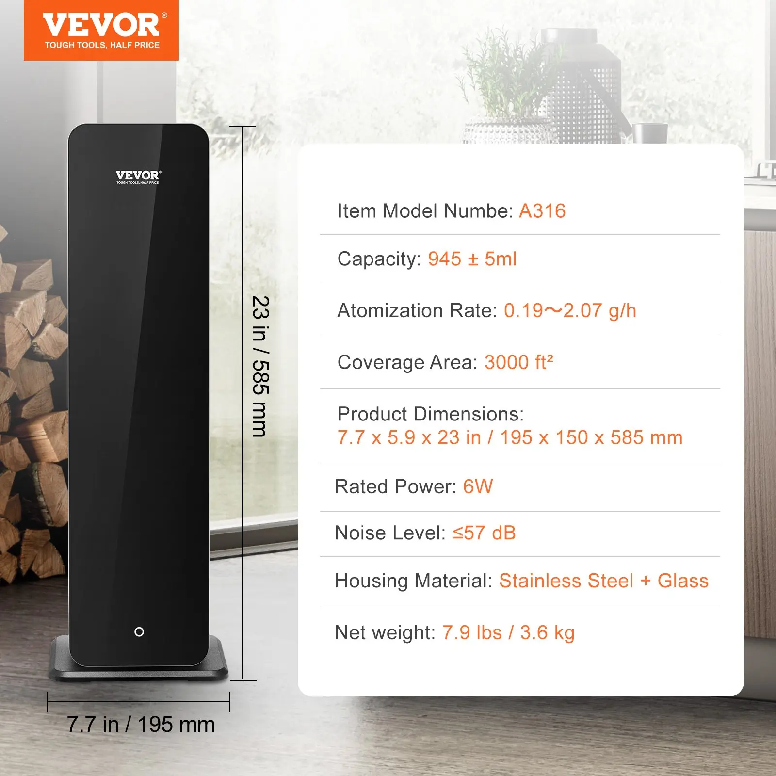 【toolupgrade】VEVOR Scent Air Machine for Home, 950ml Bluetooth Smart Cold Air Diffuser, 3000sq. ft Waterless Essential Oil Scent Air Diffuser, Floor Standing Aromatherapy Machine for Large Room, Office, Hotel