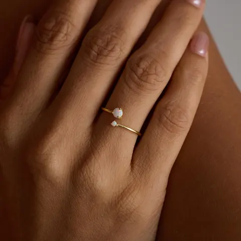 modmints Women's Classic Adjustable Artificial Opal Double Stackable Ring 50 60mm Circumference (US 5.5 10), Nickel Free Hypoallergenic Minimalist Jewelry for Enthusiasts, Dainty Artificial Gemstone Ring for Birthday Gifts, Minimalist Jewelry Enthusiast