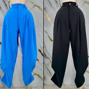 Elegant High-Waisted Pants in Vibrant Blue and Classic Black for Stylish Outfits