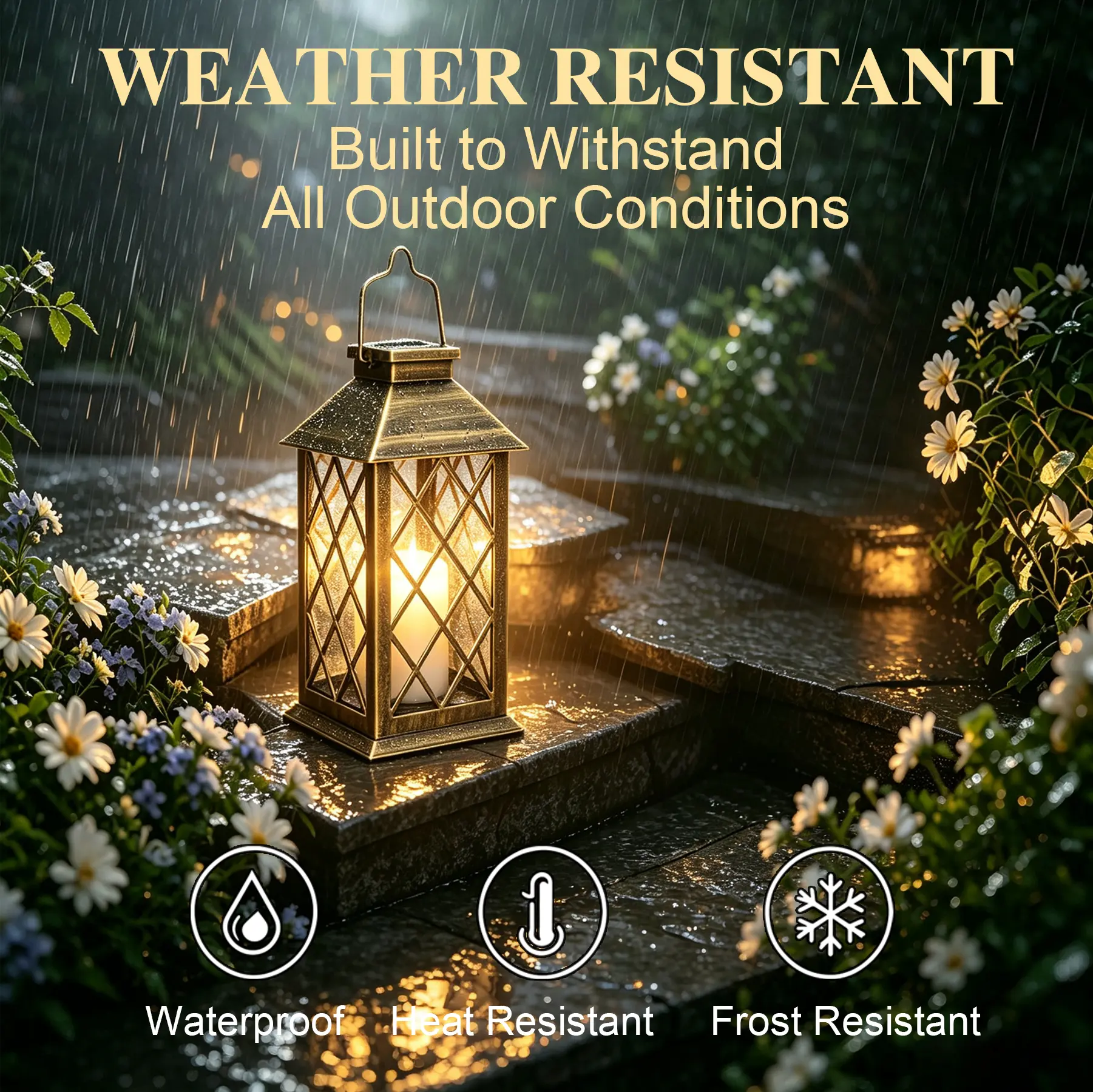 1 Bronze-Colored Retro Solar Outdoor Lights Lantern, Flameless Flickering LED, Waterproof Metal Frame Hanging Lamp with Auto On/Off, Patio Garden Home Improvement Decor, Flicker Led