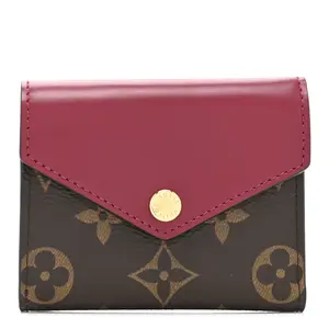Pre-owned Louis Vuitton Leather Small Leather Goods Monogram Zoe Wallet Fuchsia