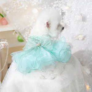 Spring & Summer Pet Wedding Dress for Dogs & Cats Dreamy Fairy Style Outfit Clothes Poodle Costumes