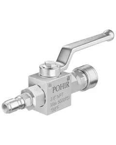 Summervibes POHIR Stainless Steel Metal Pressure Washer Ball Valve Kit, 5000 PSI, 3/8” Quick Disconnect Long Handle Shut-Off Valve Parts for High-Power Washer Hose