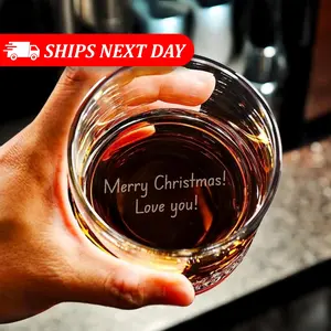 Personalized Bottom Engraved Whiskey Glass - Hidden Message Rocks Glass - Custom Secret Message Gift for Him, Groomsmen & Christmas