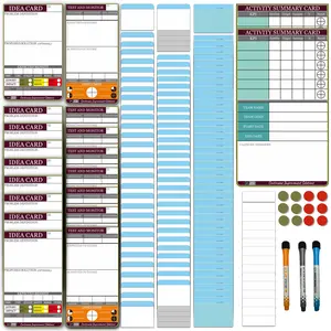 PMXBOARD - 147-Piece Kaizen Magnetic Card Set – Reusable Color-Coded Cards for Lean Manufacturing, Value Stream Mapping, Action Plans & KPI Tracking | Dry-Erase CI Tools for Teams