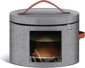 Stackable Round Hat Storage Box, Foldable Travel Brim Hats Organizer Container for Closet, Travel Hat Boxes for Women Cowboy Hat Organizer Cap Boxes (01-Grey, 16.5" D x 10.5" H)