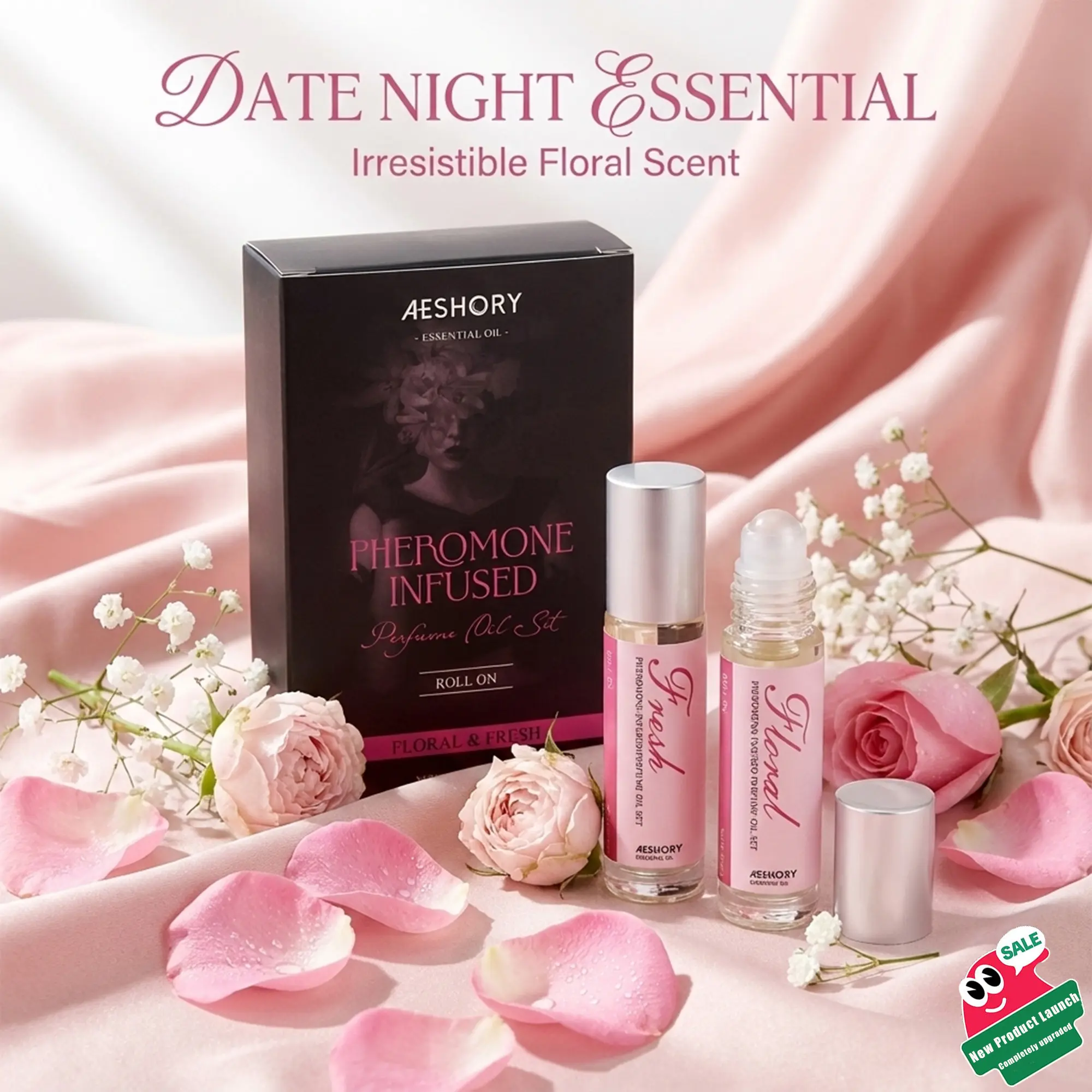 AESHORY Pheromone Perfume Oil for Women - Attract Him with Floral & Fresh Scents - Long Lasting Roll-On (2 Pack)