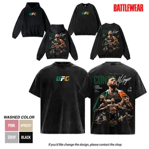 UFC 329 Black Conor McGregor Washed T-Shirt & Hoodie, The Notorious Unisex Cotton T-Shirt - Soft, Round Neck, Short Sleeve Apparel for UFC Fans, Streetwear Menswear Crewneck Top