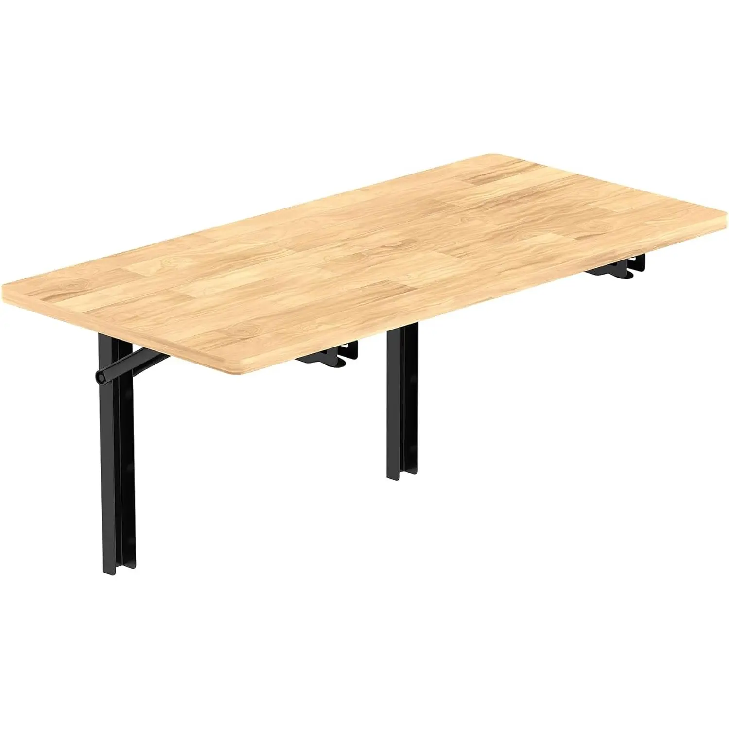 Heavy Duty Collapsible Wall Mount Workbench Table with Wooden Top, Space-Saving Wall-Mounted Folding Table for Commercial/Office Use