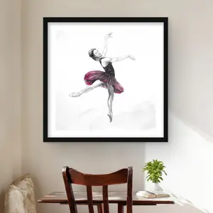 Begin Home Decor C1FM2424FREPM3 24 x 24 in. Small Pink Ballerina Framed Matted Print Wall Art - Home Decor Art