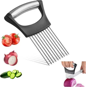 Stainless Steel Onion Holder for Slicing, Onion Slicer Cutter for Onions, Tomatoes, Avocados, Eggs & Vegetables, Sturdy Pin Kitchen Utensils