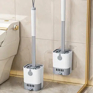 Wall Mounted Long Handled Toothbrush Set, Flexible Bathroom Cleaning Brush, Reusable Hard Plastic Handle with Stand, Suitable for Bedroom, Bathroom, Toilet, Kitchen, Drawer - No Dead Space Cleaning ToolsVelvet Bloom15