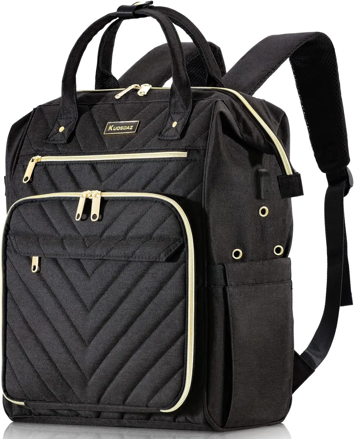 Kuosdaz Knitting Bag Backpack, Yarn Organizer, Quilted Backpack for Women | Gifts for Crocheters Large Travel Crochet Bag Totes for Crochet Hooks, Knitting Needles, Yarn Supplies, Black Gift