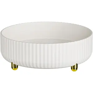 360 ° rotary storage tray, with a diameter of 8.66 inches, cosmetic and perfume finisher, desktop storage tray for cosmetics and skin care products with large capacity and small white (8.66“ × 8.66 " × 2.95 ")