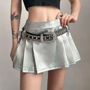 Spring & Summer New Women’s Solid Color Slim-Fit Street Fashion High-Waist Pleated Mini Skirt