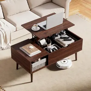 39inch Lift Top Coffee Table with Hidden Compartment & Storage Shelf, Wooden Coffee Table for Living Room Small Space, Mid-Century Modern