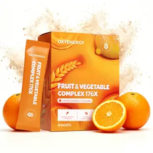 Oxyenergy Fruit & Vegetable Complex 176X Orange Naturally Flavored  Supports Digestive Health & Boosts Good Bacteria 30 Packets Dietary Supplement