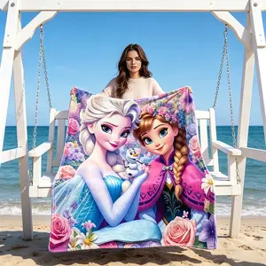 Style Sweet Girl Elsa Anna Olaf Print Blanket, Modern Flannel Throw, Cozy Throw Blanket, Holiday Gift, Wall Hanging, Outdoor Travel Multi-Purpose Rug