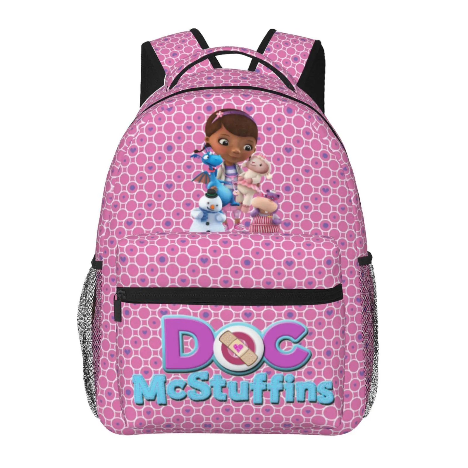 Doc McStuffins Minimalist Kids School Backpack Doc McStuffins cartoon Easy-Clean Daypack The Doc Is In Versatile Holiday Present with Multiple Storage Compartments