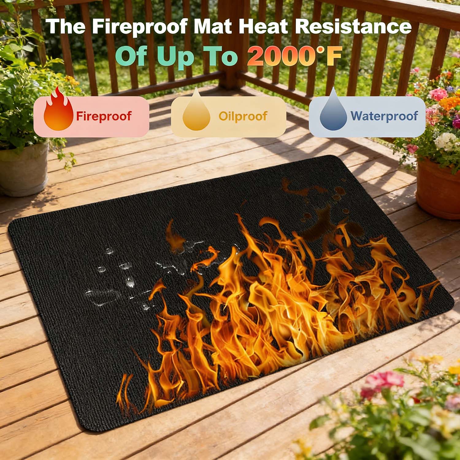 UBeesize 65 x 48 Inches Large Under Grill Mat, Double-Sided Fireproof Grill Pad, Waterproof Oil-Proof BBQ Floor Protector for Fire Pit, Indoor Fireplace, Deck and Patio