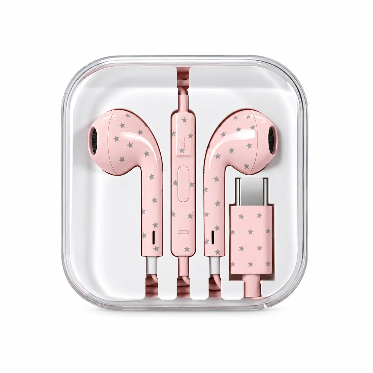 Star Pattern Wired Earbuds, USB-C In-Ear Headphones with Mic, Inline Remote & Volume Control, Cute Star Print Earphones for Women Teens Girls, Stylish Earbuds for Music, Calls, Gaming, Halloween & Christmas Gifts