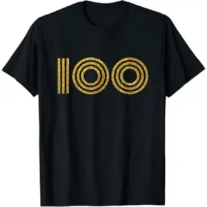 Celebrate Your 100th Birthday with a Retro Disco Gold Glitter Effect TShirt