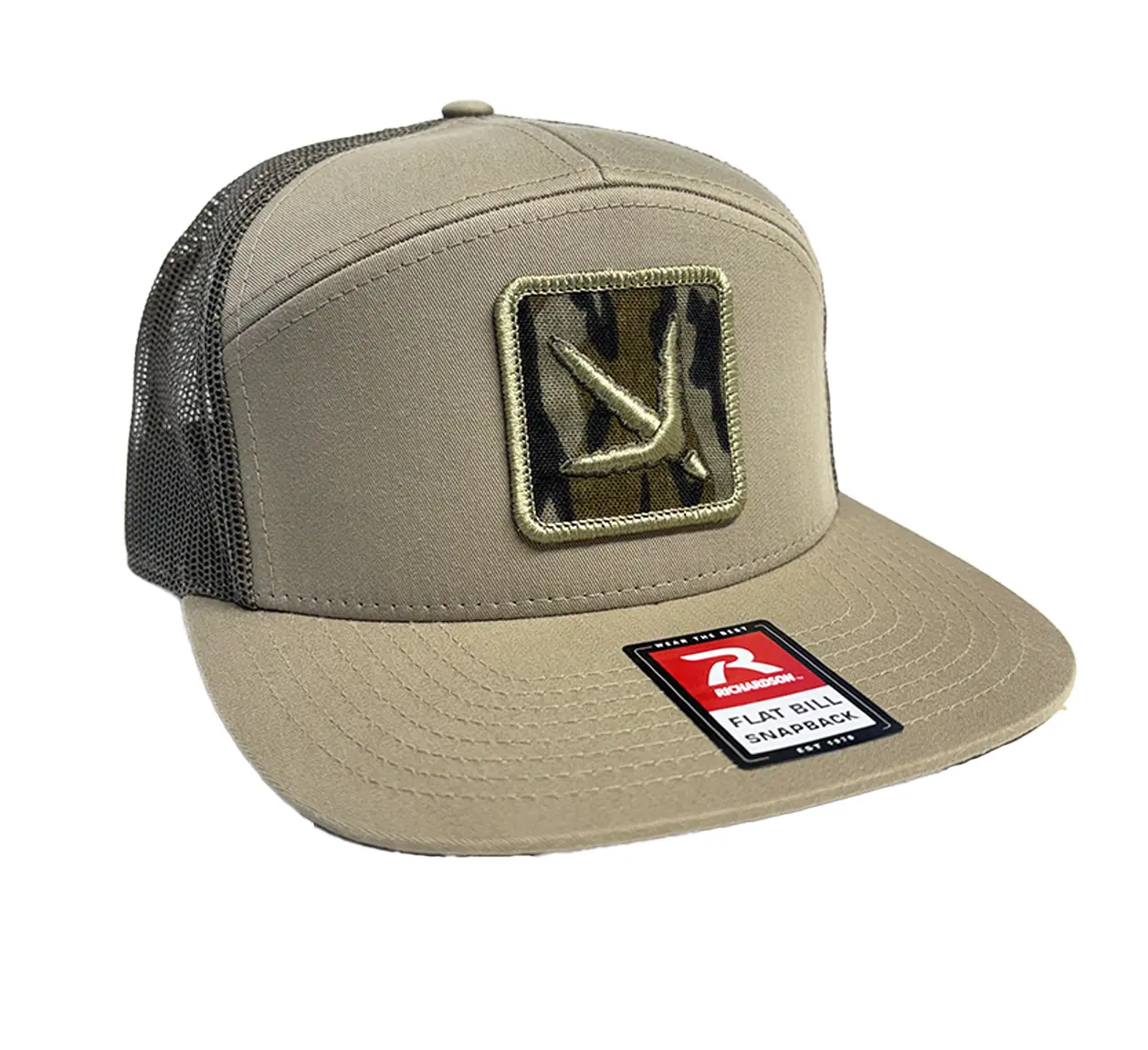 Turkey Print Bottomland Camo Patch Flat Bill Snapback Trucker Hat and Curved Bill Richardson