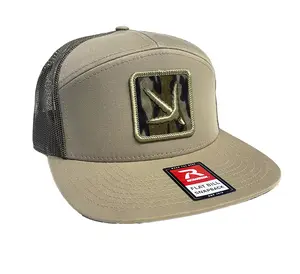 Turkey Print Bottomland Camo Patch Flat Bill Snapback Trucker Hat and Curved Bill Richardson