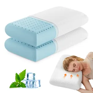 Memory Foam Pillows for Sleeping, Bed Pillows for Adults with Washable Cover and Breathable Mesh, Gel Cooling Pillow for Back and Side Sleeper Support Memory Foam Pillows for Sleeping, Bed Pillows for Adults with Washable Cover and Breathable Mesh, Gel Cooling Pillow for Back and Side Sleeper Support