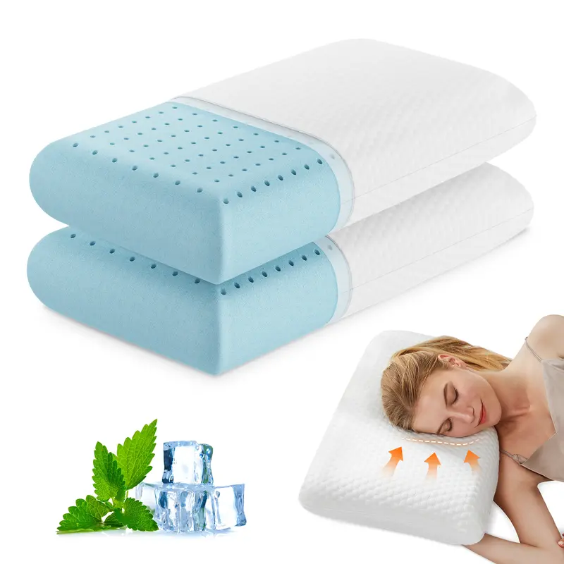 Sweetcrispy Ergonomic Memory Foam Camping Pillows for Adults - Supportive Filling Material, Heat-Dissipating Cooling Mesh Cover, Breathable Washable, Back & Side Sleepers, Camping Sleeping Gear