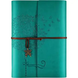 Leather Journal Notebook, Refillable Writing Journal Diary PlannerGifts For Women,Men, Girls, Sister, Friends (Blue, A5-9.3''6.3'')