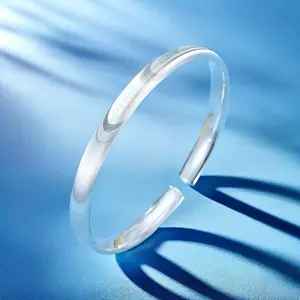 Full Silver s999 bangle Sterling Silver bangle Ladies Open bangle can be freely adjusted size to send girlfriend birthday holiday gift Silver weight 16 g /0.56 oz